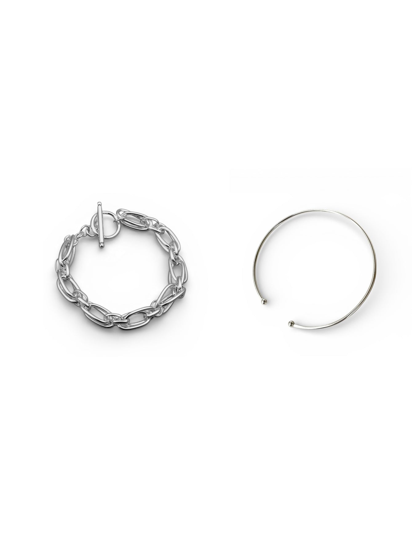 【SET】Silver Bangle&chain bracelet