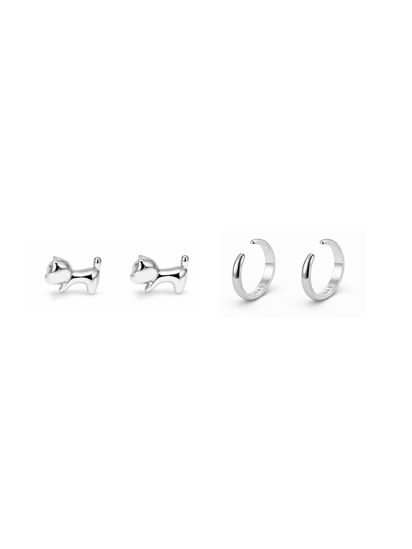 【SET】Silk Curve Ear Cuff&mini dog pierce