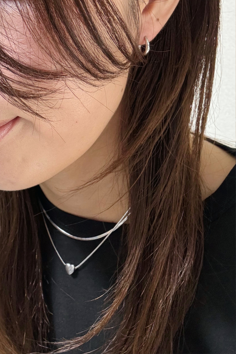 ハートモチーフ 2連スネークチェーンネックレス