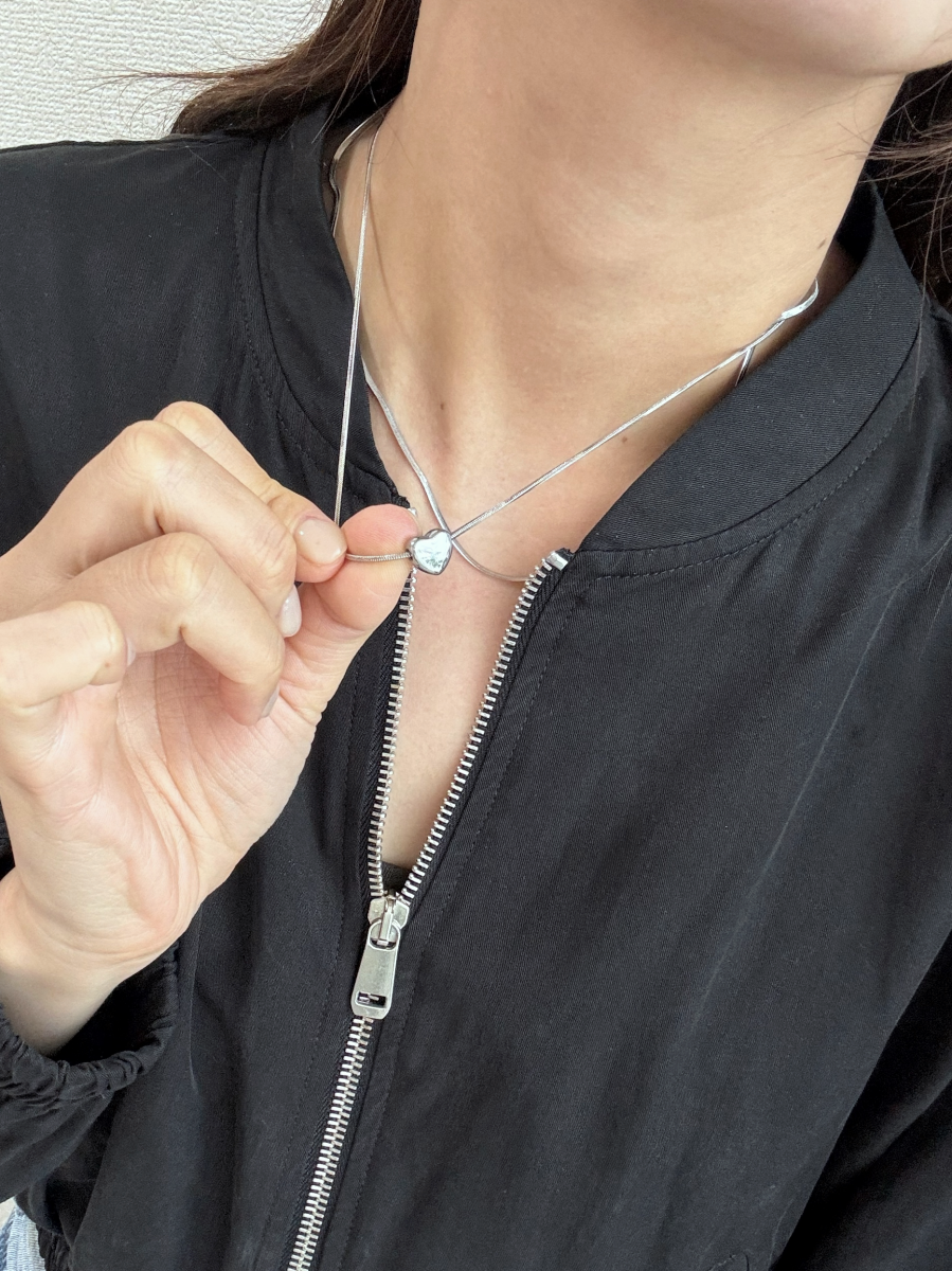 ハートモチーフ 2連スネークチェーンネックレス