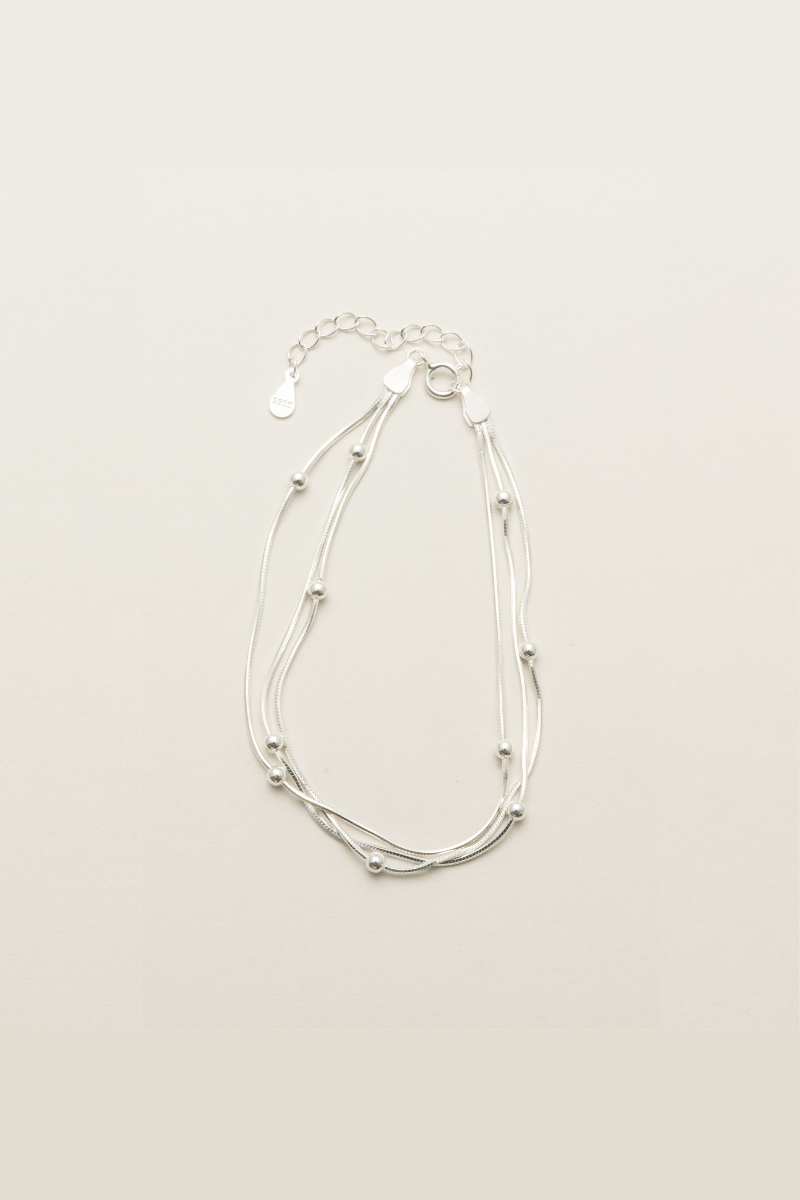 トリプルレイヤーシルバーブレスレット