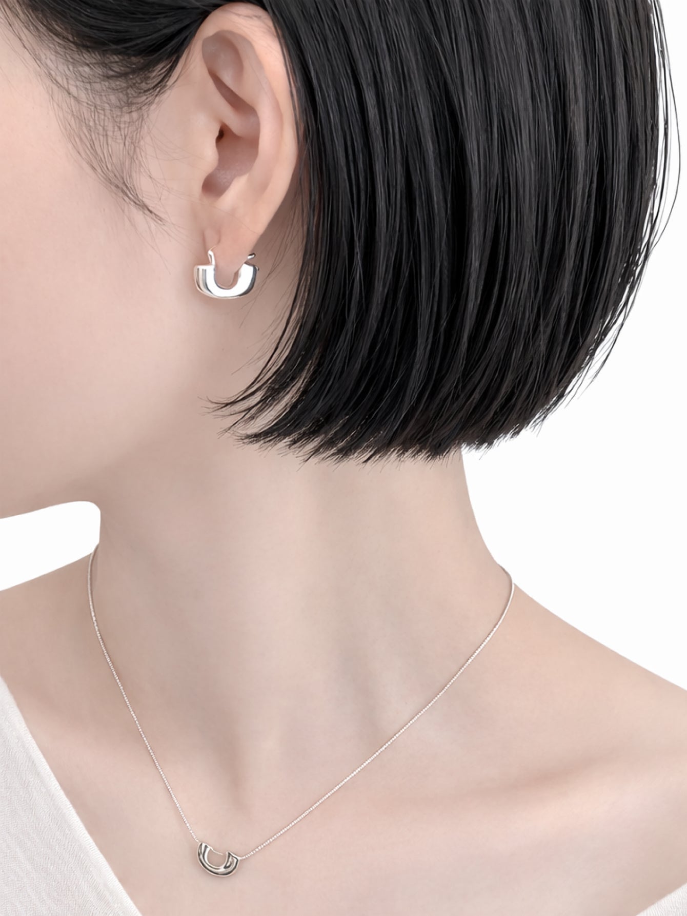 【set】U Shape pierce ＆ necklace