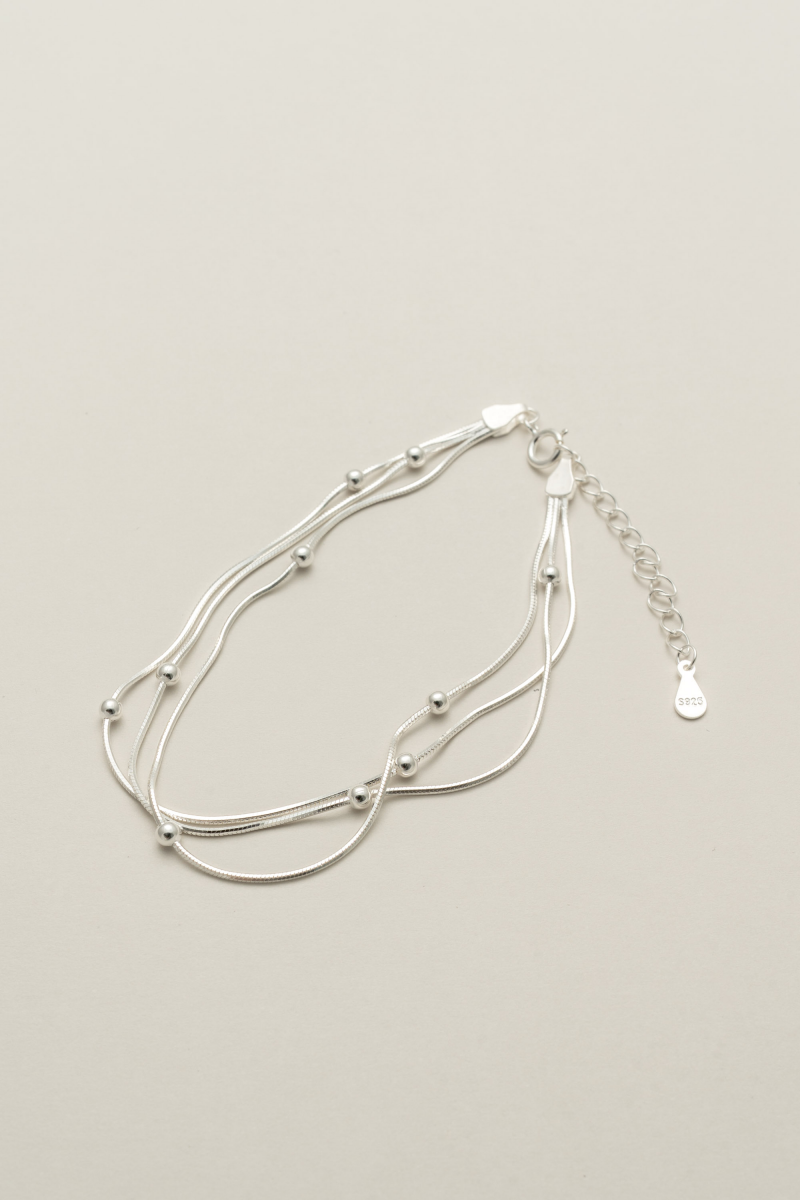 トリプルレイヤーシルバーブレスレット