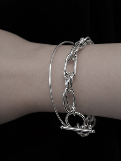 【SET】Silver Bangle＆chain bracelet