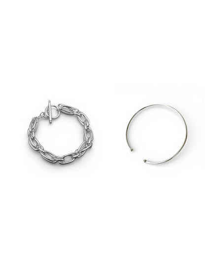 【SET】Silver Bangle＆chain bracelet