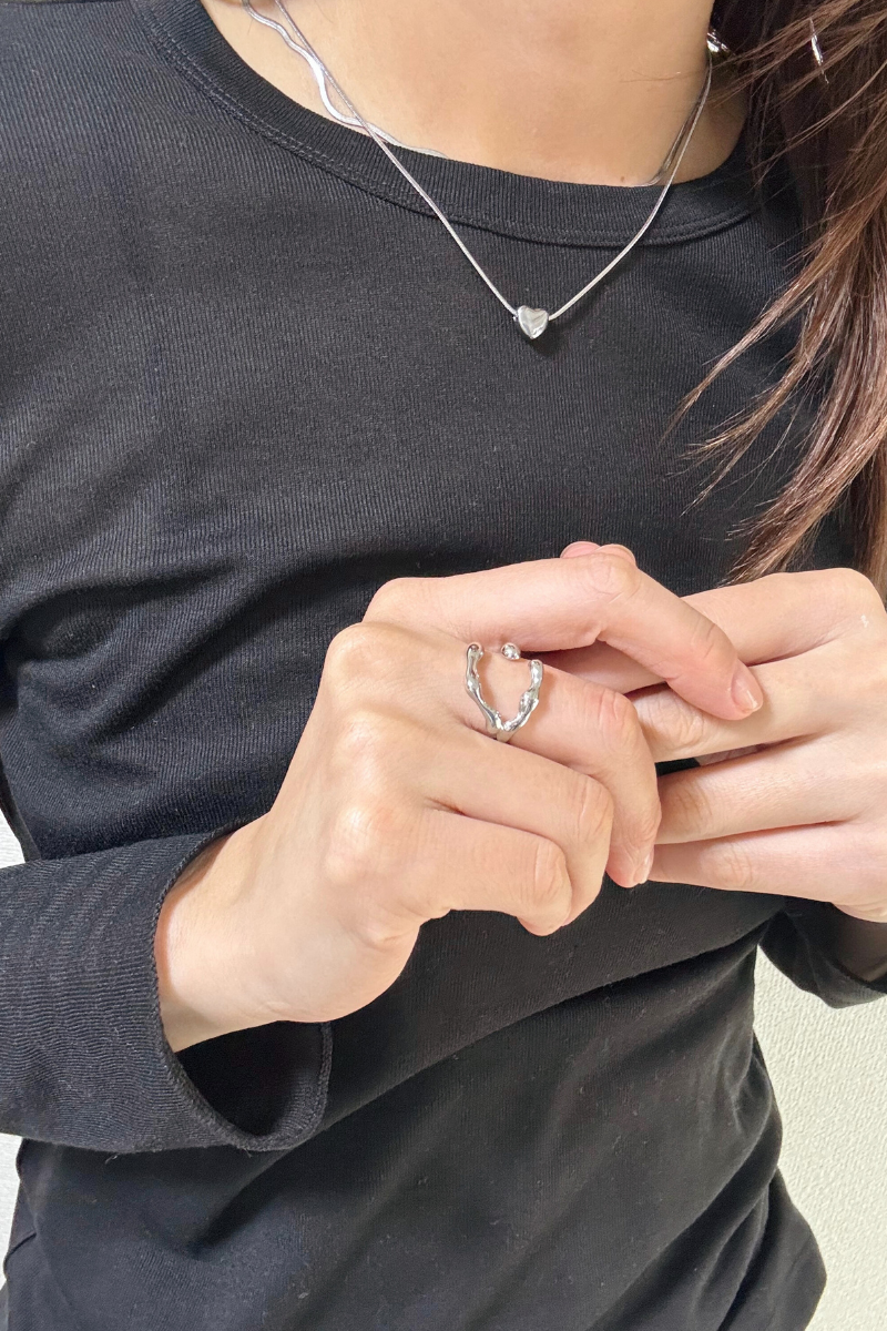 ハートモチーフ 2連スネークチェーンネックレス