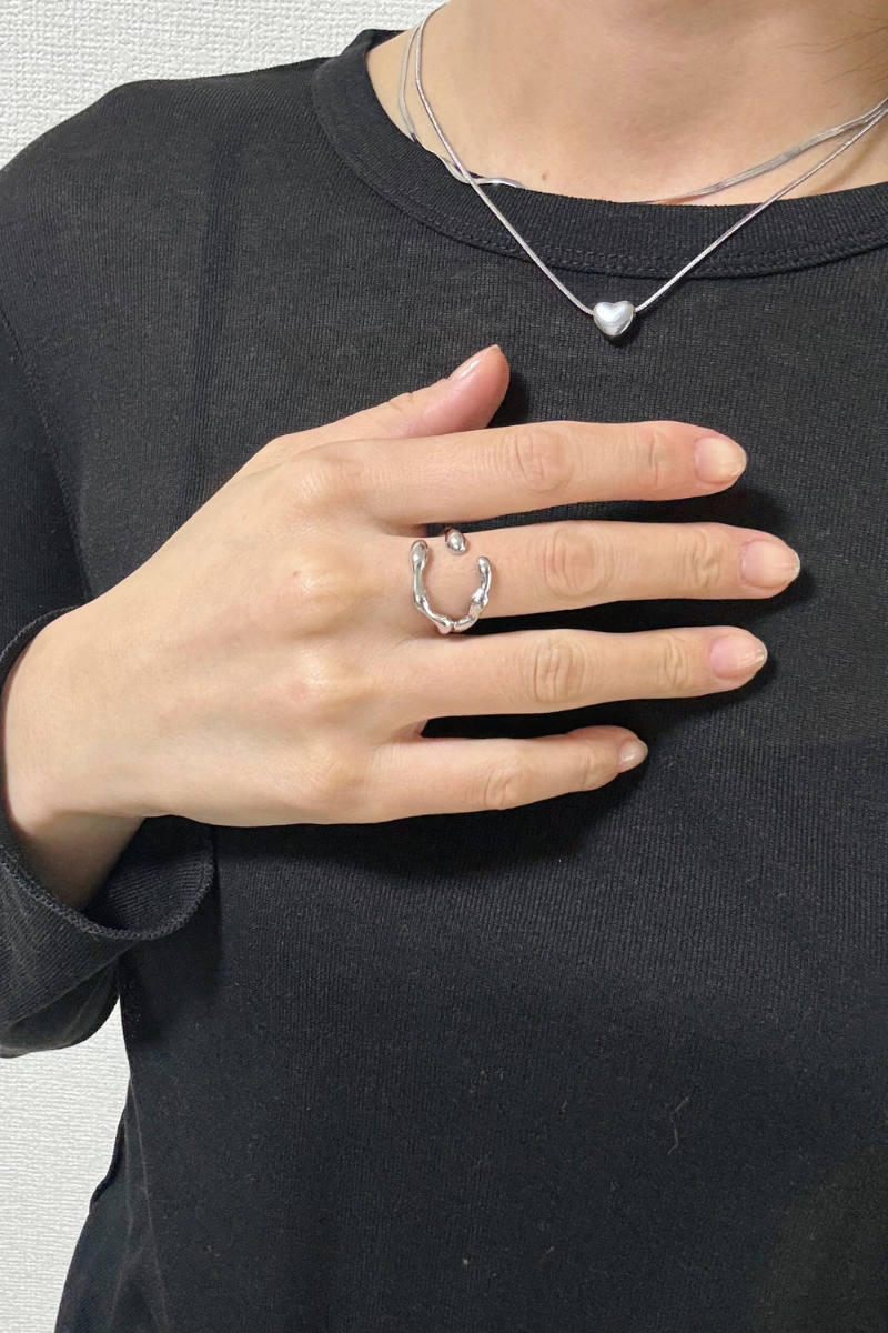 ハートモチーフ 2連スネークチェーンネックレス