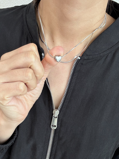 ハートモチーフ 2連スネークチェーンネックレス