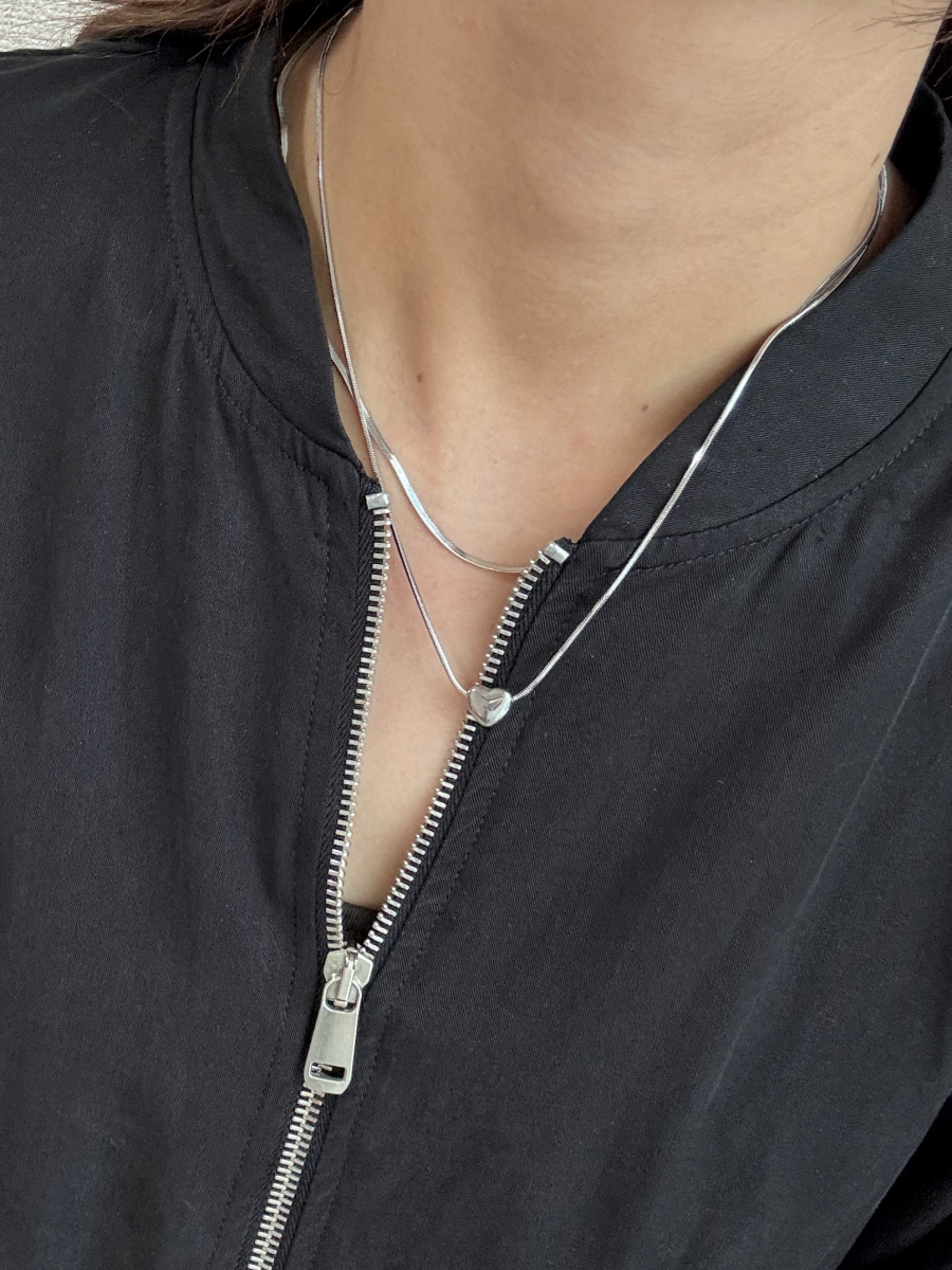 ハートモチーフ 2連スネークチェーンネックレス