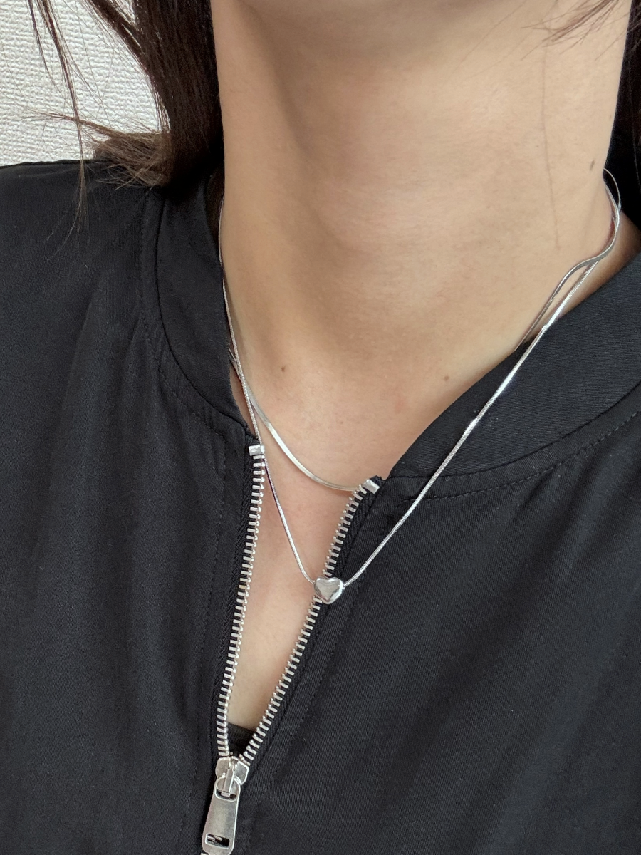 ハートモチーフ 2連スネークチェーンネックレス